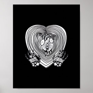 Crying Heart Skeleton Hands Classic Style Poster