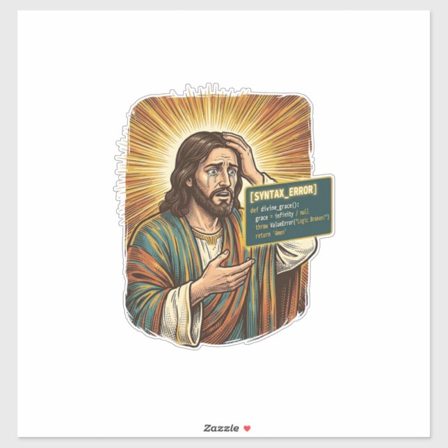 Crying Jesus Syntax Error Coding Programmer Softwa (Sheet)