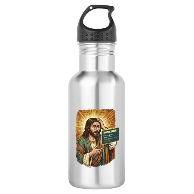 Crying Jesus Syntax Error Coding Programmer Softwa 532 Ml Water Bottle (Front)
