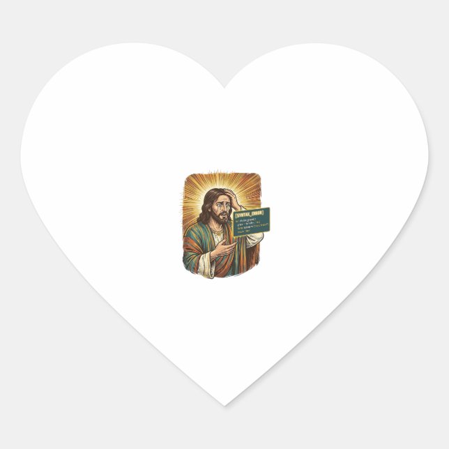 Crying Jesus Syntax Error Coding Programmer Softwa Heart Sticker (Front)