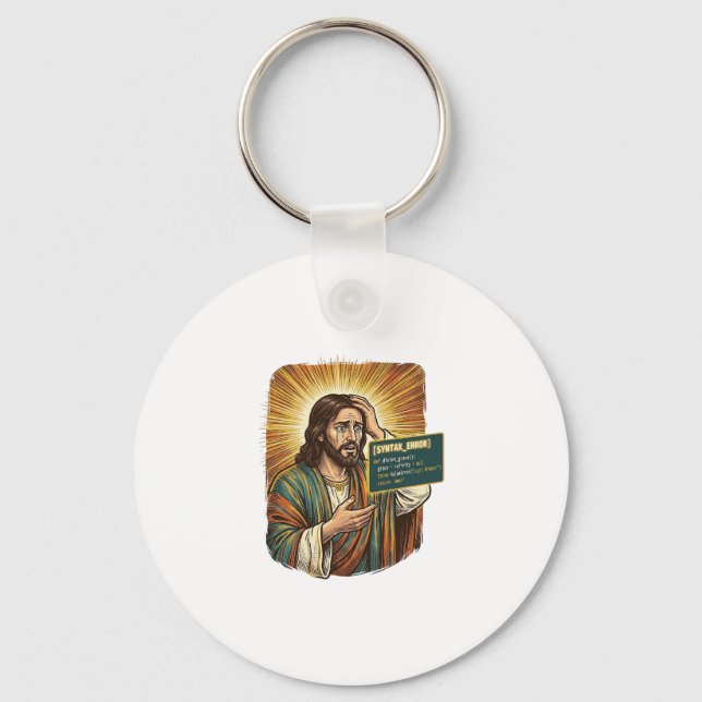 Crying Jesus Syntax Error Coding Programmer Softwa Key Ring (Front)