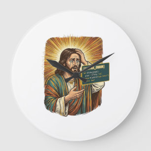 Crying Jesus Syntax Error Coding Programmer Softwa Large Clock
