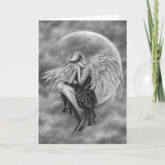 Crying Moon Angel Greeting Card