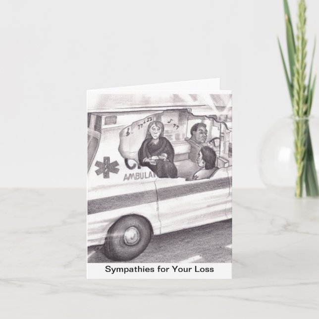 Crying Mother in Ambulance Singing a Lull-a-bye to Card (Front)