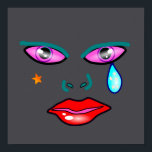 Crying Pop Art Rockstar Poster<br><div class="desc">Vibrant pop art design with a bright face crying a single tear.</div>