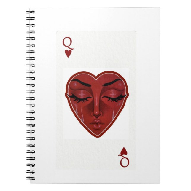 Crying Queen of Hearts Surreal Playing Card Design Notebook (Front)