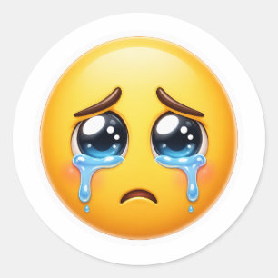 Crying Sad Emoji Soft Aesthetic Classic Round Sticker