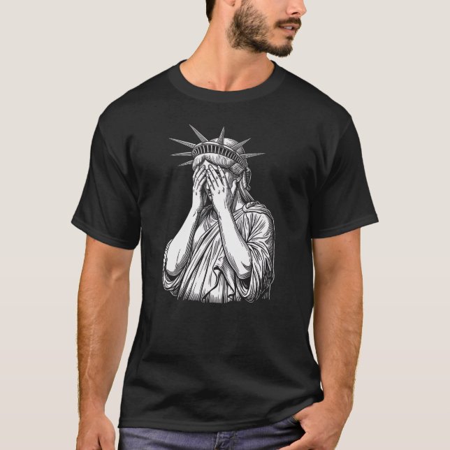 Crying Statue Of Liberty T-Shirt (Front)