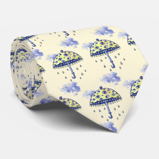 Crying Umbrella with Eyes Hand drawn Tie