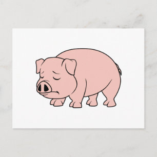 Crying Weeping Pink Piglet National Pig Day Postcard