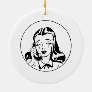 Crying Woman - Funny Christmas Quarantine Ceramic Tree Decoration