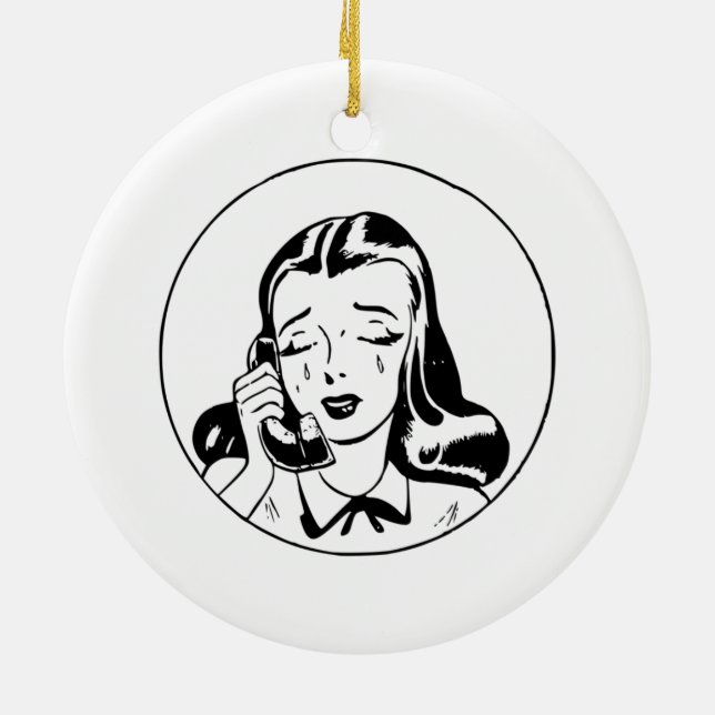 Crying Woman - Funny Christmas Quarantine Ceramic Tree Decoration (Back)