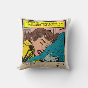 Crying Woman Vintage Retro Romance Comic Book Pane Cushion