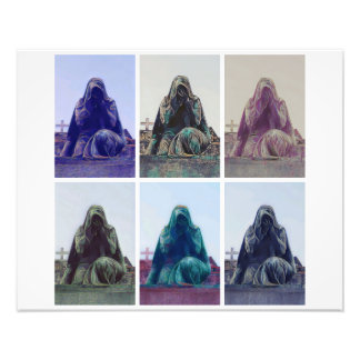 crying woman - white photo print