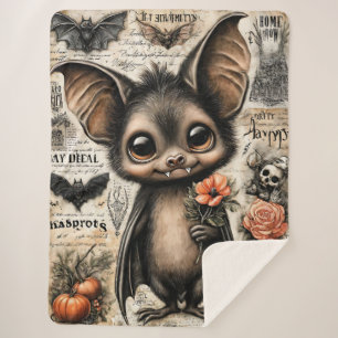 Crypt Charm: The Bloom Beneath the Moon Sherpa Blanket