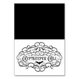 Crypt Keeper Chilli Vintage Halloween Food Tent Table Number