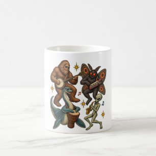Cryptid Band Bigfoot Loch Ness Monster Mothman Coffee Mug