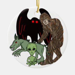 Cryptid Big foot, Chupacabra, Mothman, Alien Ceramic Tree Decoration