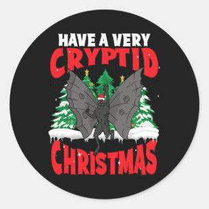 Cryptid Christmas Cryptozoology Merry Mothmas Moth Classic Round Sticker