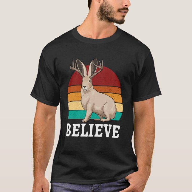Cryptid Jackalope Shirt - Jackrabbit Believe Rabbi (Front)