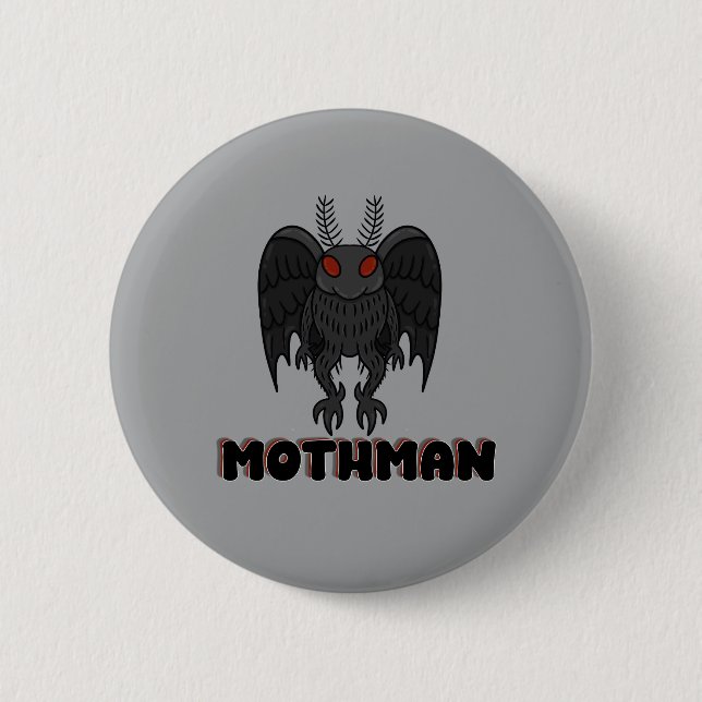 Cryptid Mothman Red Eyes Design Graphic Button (Front)