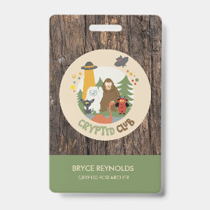 Cryptid Researcher Party Badge ID Badge