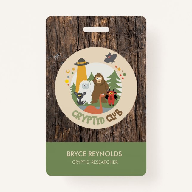 Cryptid Researcher Party Badge ID Badge (Front)