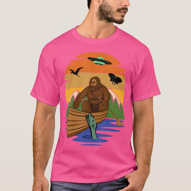 Cryptid River Bigfoot Tshirt With Ufo Sea Creature (Front)