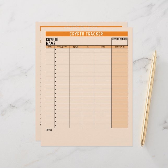 Crypto Asset Tracker with Coin Balance, Transfer Custom Letterhead (Front/Back In Situ)