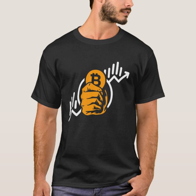 Crypto Bitcoin Coin Rise Symbol Blockchain Invest  T-Shirt (Front)