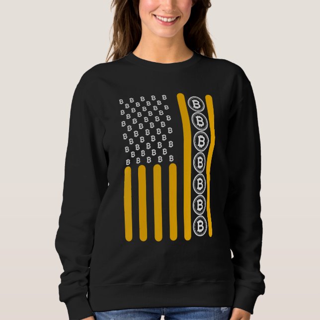 Crypto Bitcoin Cryptocurrency Blockchain Hodl Flag Sweatshirt (Front)