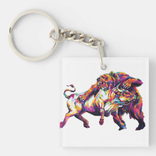 Crypto bull run or bear market multicolor  key ring