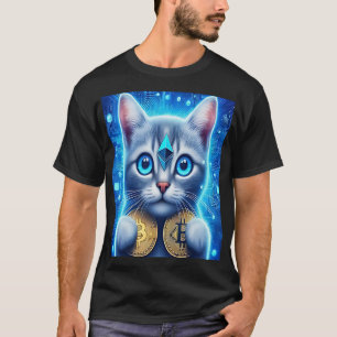 "Crypto Cat with Bitcoin and Ethereum Coins T-Shirt