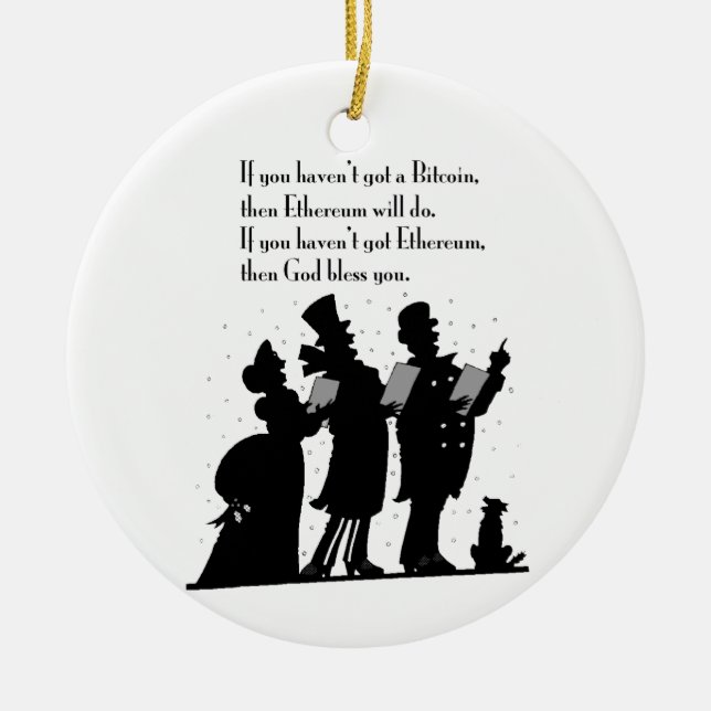 Crypto Christmas Carol Ceramic Tree Decoration (Front)