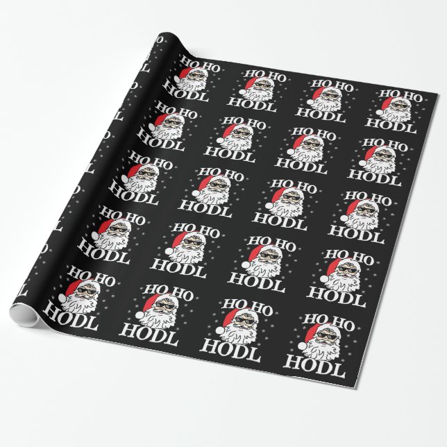 Crypto Christmas Santa Cryptocurrency Ho Ho Hodl Wrapping Paper (Unrolled)
