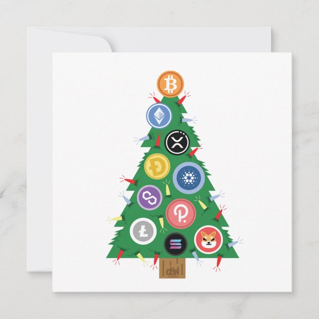 Crypto Christmas Tree Cryptocurrency Ornament Card (Front)
