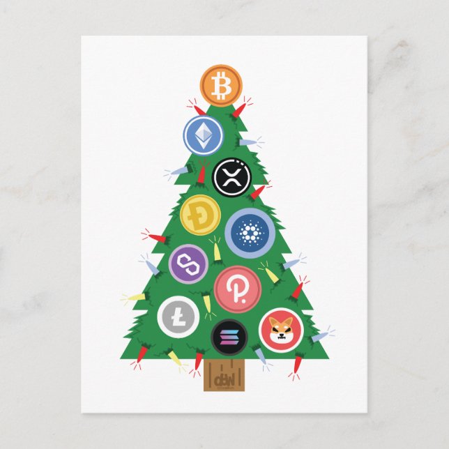 Crypto Christmas Tree Cryptocurrency Ornament Postcard (Front)