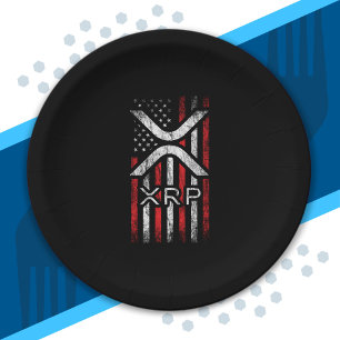 Crypto Currency - XRP Cryptocurrency American Flag Paper Plate