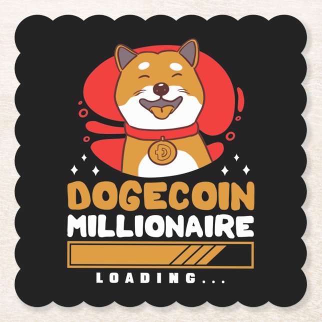 Crypto DogeCoin Millionaire Loading Paper Coaster (Front)