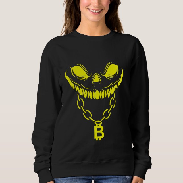 Crypto Face Bitcoin Chain Coin Crypto Blockchain Sweatshirt (Front)