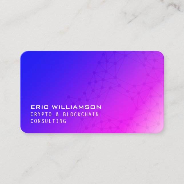 Crypto gradient blue to purple business card (Front)