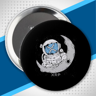 Crypto Meme XRP Cryptocurrency Cute Astronaut Moon 10 Cm Round Badge