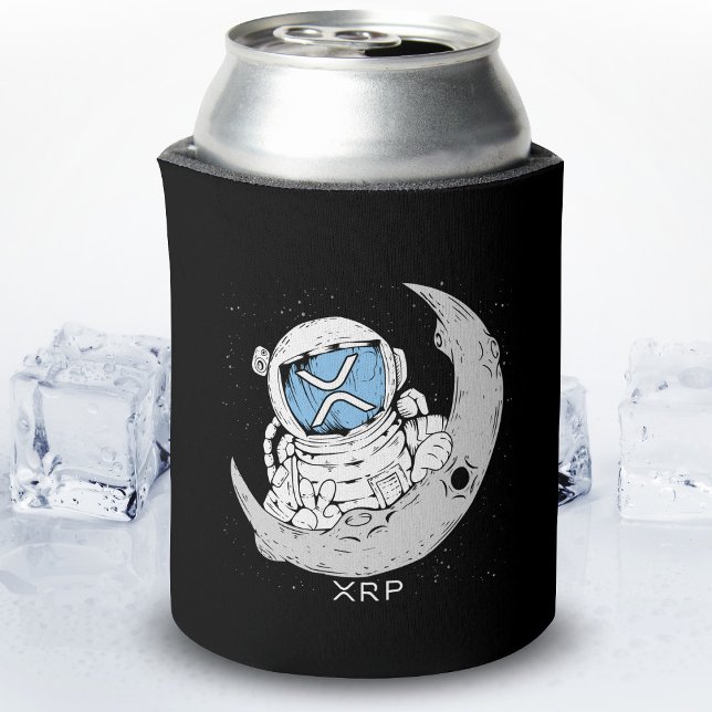 Crypto Meme XRP Cryptocurrency Cute Astronaut Moon Can Cooler (Creator Uploaded)