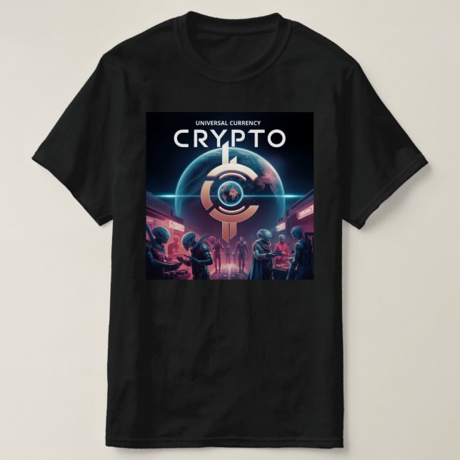 Crypto Planet Black T-Shirt (Design Front)