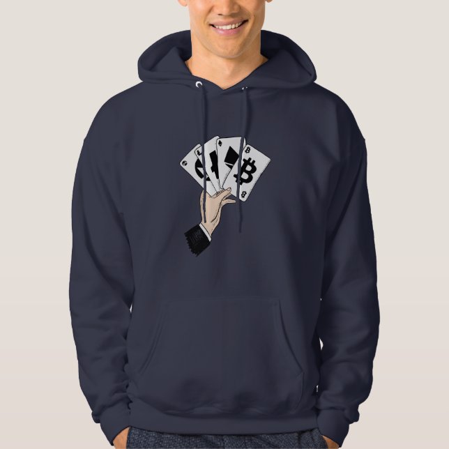 Crypto Poker Black & White Hoodie (Front)