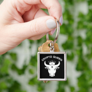 Crypto Queen Personalised Black Key Ring