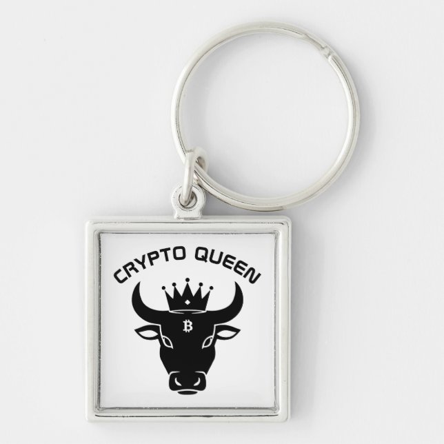 Crypto Queen Personalised White Key Ring (Front)