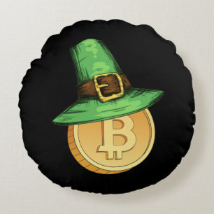 Crypto St Patrick Coin Round Cushion