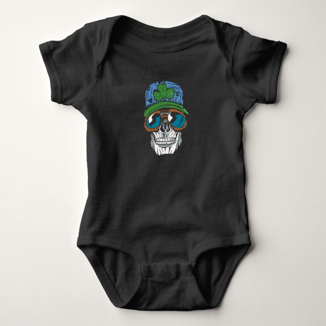 Crypto St Patrick Skull Baby Bodysuit (Front)