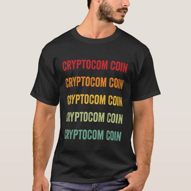 Cryptocom Coin Crypto Rainbow Text Design T-Shirt (Front)